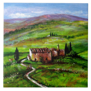 CARREAU PAYSAGE TOSCANE AUX COLLINES VERTES