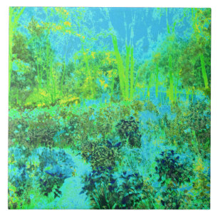 Carreau Paysage verdoyant et bleu du jardin