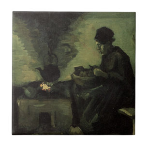 Carreau Paysanne au coin du feu par Vincent van Gogh