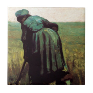 Carreau Paysanne creusant par Vincent van Gogh