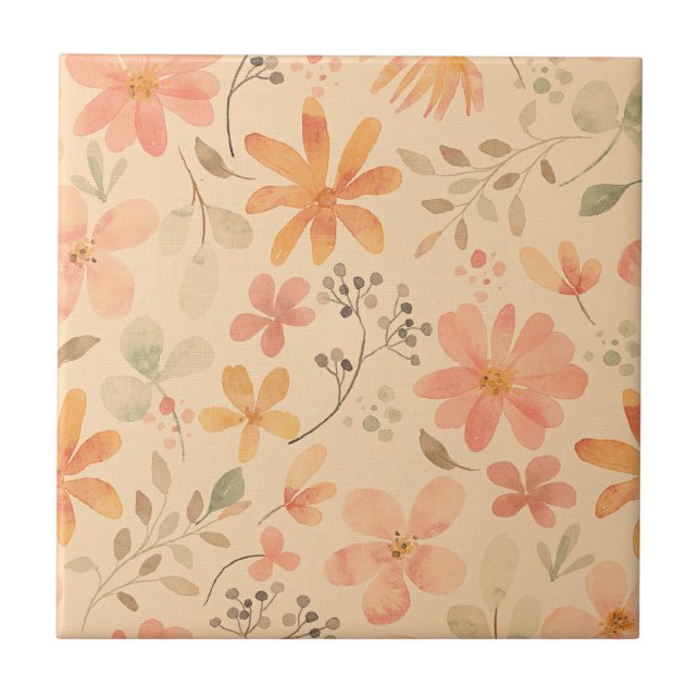 Carreau Peachy—motif floral rose doré (Devant)