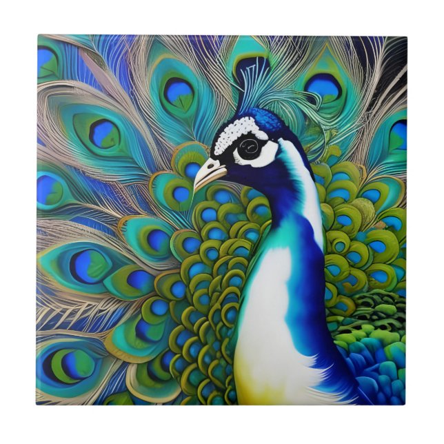 Carreau Peacock blanc bleu et vert Piebald (Devant)