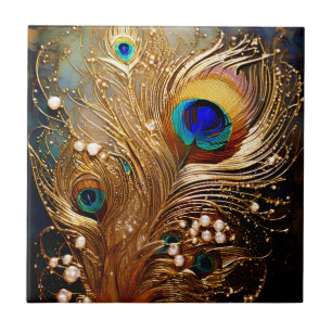 Carreau Peacock plumes perle points marbré faux mur