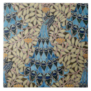Carreau Peacocks, poissons et algues Art Nouveau