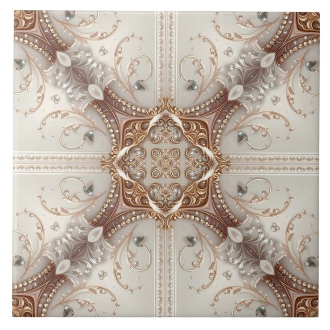 Carreau Pearl Embellishments Ceramic Tile (Devant)
