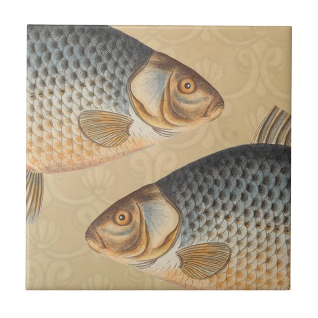 Carreau Pêche à la carpe peinture à l'eau douce (Devant)