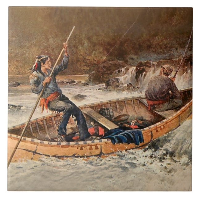 Carreau "Pêche à la truite" Art occidental de Frank Feller (Devant)