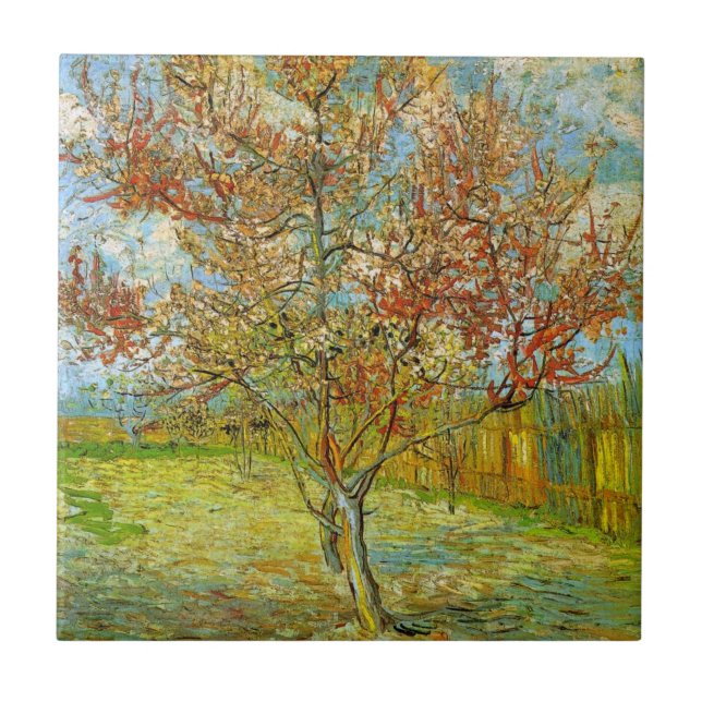 Carreau Pêcher rose en fleurs de Vincent van Gogh (Devant)