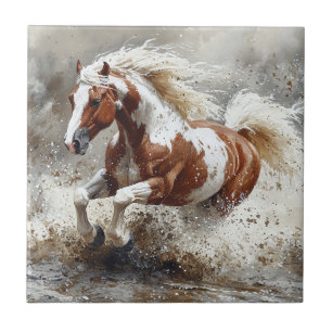 Carreau Peindre Un Cheval Qui Traverse L'Eau