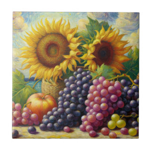 Carreau Peinture à l'huile de raisin et de tournesol