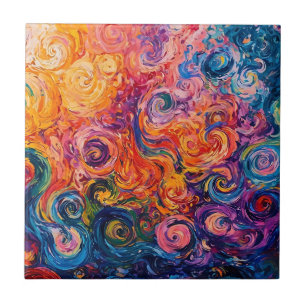 Carreau Peinture à l'huile de tourbillons psychédélique