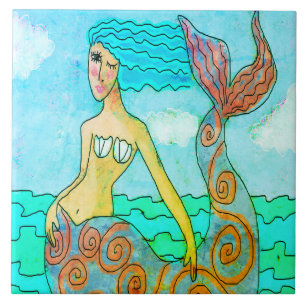 Carreau Peinture Abstraite couleur de sirène