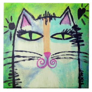 Carreau Peinture Abstraite de chats