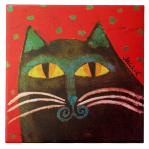 Carreau Peinture Abstraite de chats noirs