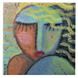 Carreau Peinture Abstraite des cheveux de plage sur le tab