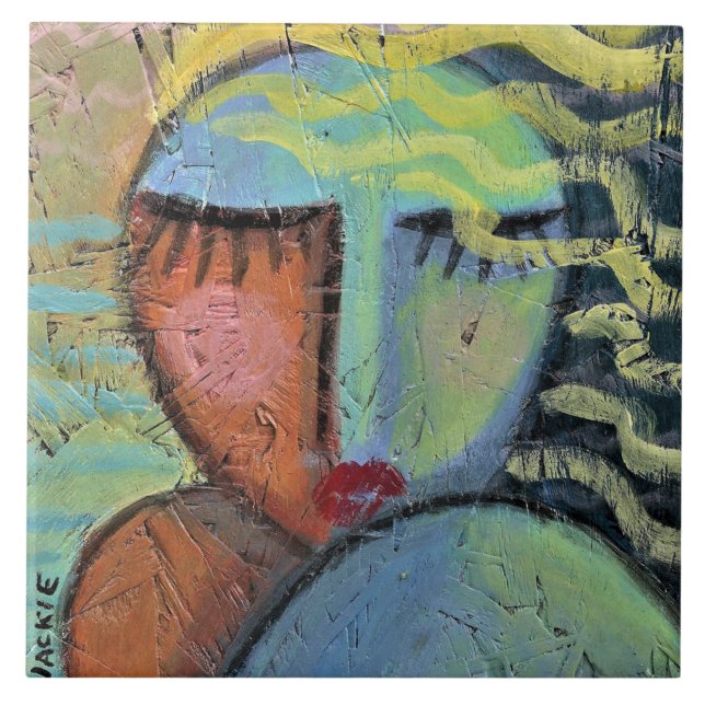 Carreau Peinture Abstraite des cheveux de plage sur le tab (Devant)