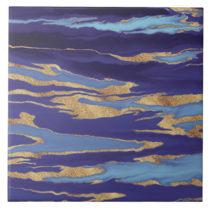 Carreau Peinture Abstraite en marbre violet doré