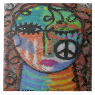 Carreau Peinture acrylique Abstraite de paix sur OSB