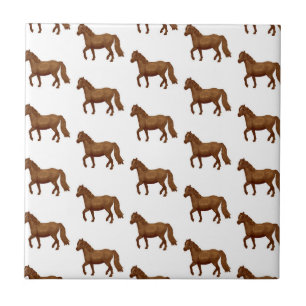Carreau Peinture aquarelle marron poney de Chincoteague Ch