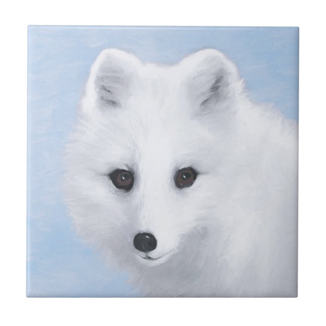 Carreau Peinture Arctic Fox - Art original de la faune (Devant)