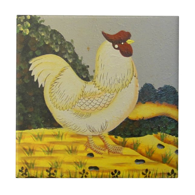 Carreau Peinture au poulet de style ancien (Devant)