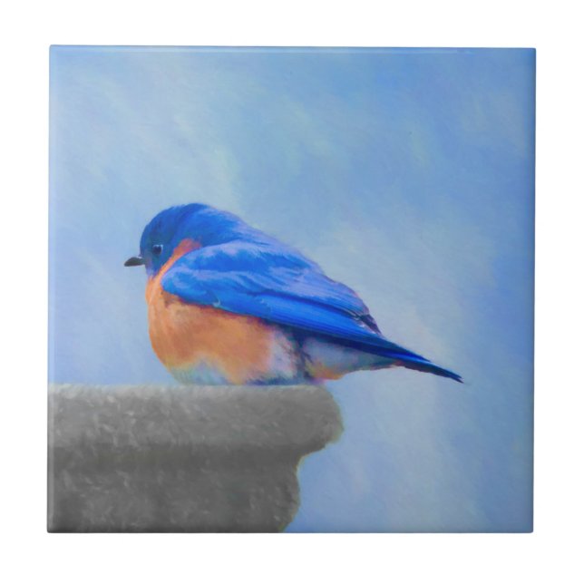 Carreau Peinture Bluebird - Art original pour oiseaux (Devant)