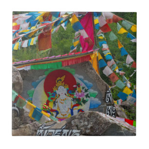 Carreau Peinture bouddhiste sur rochers