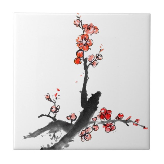 Carreau Peinture chinoise des fleurs, fleur de prune (Devant)