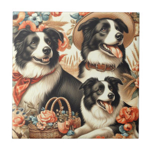 Carreau Peinture Collie vintage