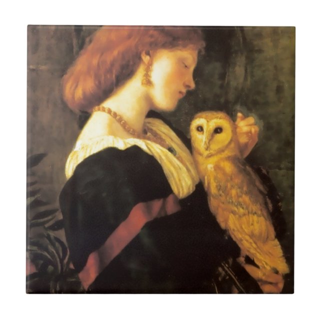 Carreau Peinture d'antiquité de hibou de cri strident de (Devant)