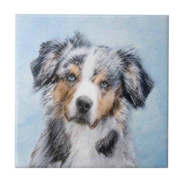 Carreau Peinture de berger américaine miniature - Chien Ar (Devant)
