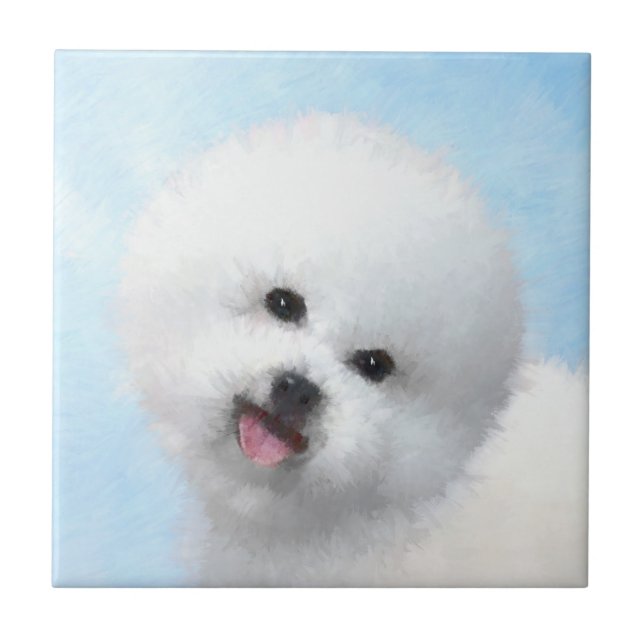 Carreau Peinture de Bichon Frise - Cute Original Dog Art (Devant)