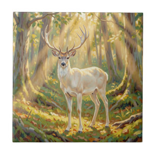 Carreau Peinture de buck de la forêt dorée majestueuse