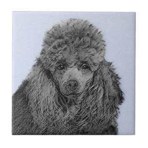 Carreau Peinture de Caniche Jouet Miniature Noir Œuvre Ori