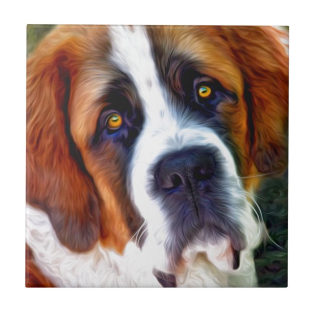 Carreau Peinture de chien de St Bernard (Devant)