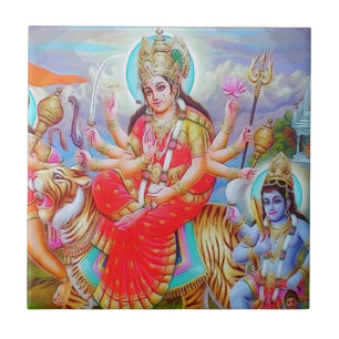 Carreau Peinture de Durga Ji de déesse