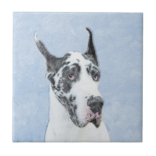Carreau Peinture de Great Dane (Arlequin) - Art original d