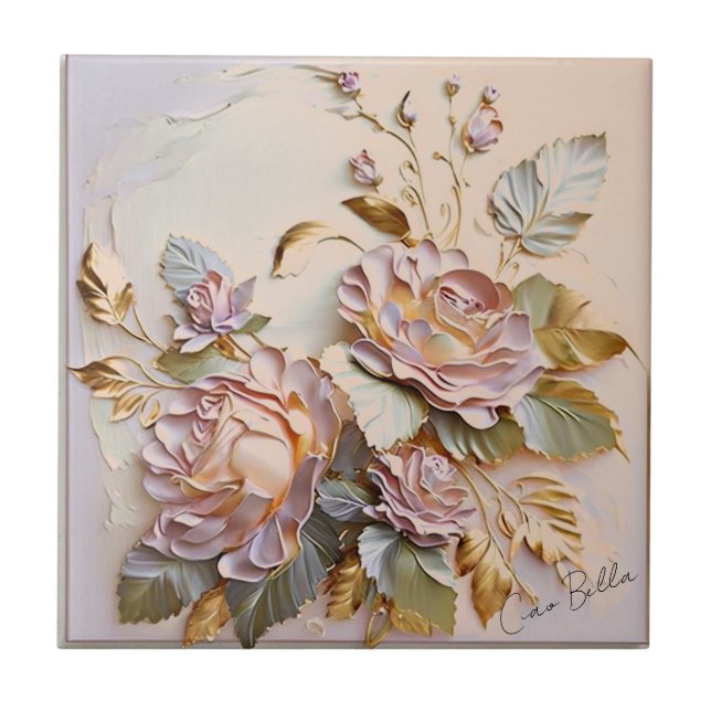 Carreau Peinture de Pâques florale sur (Devant)