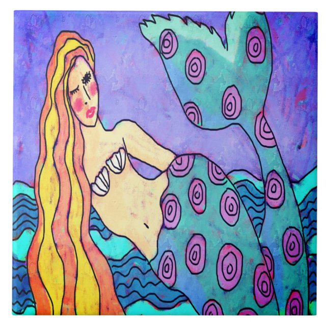 Carreau Peinture de sirène abstraite colorée (Devant)