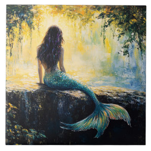 Carreau Peinture de Sirène dans la Crique