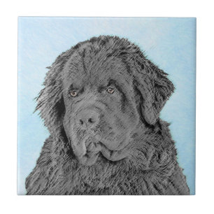 Carreau Peinture de Terre-Neuve - Cute Original Chien Art