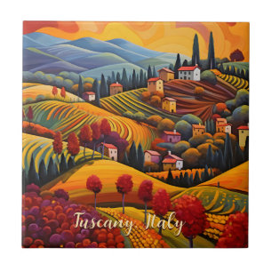 Carreau Peinture de Toscane en automne   Italie   Art du v
