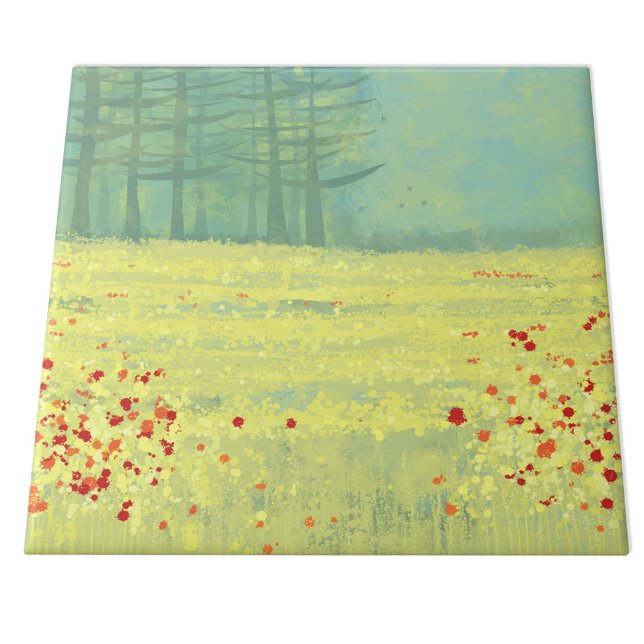 Carreau Peinture du paysage de prairie (Abstract summer wildflowe rmeadow art ceramic tile)
