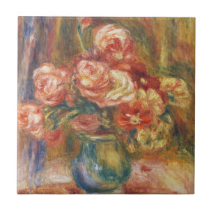 Carreau Peinture élégante de rose de Renoir dans le style 