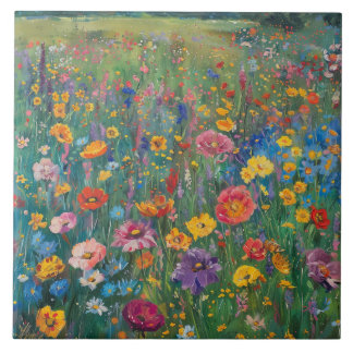 Carreau peinture fleur sauvage aquarelle