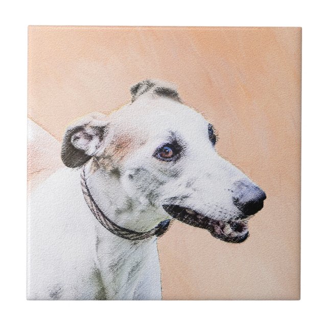 Carreau Peinture Greyhound - Cute Original Chien Art (Devant)