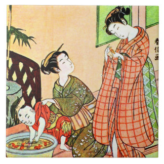 Carreau Peinture japonaise vintage de parler de deux