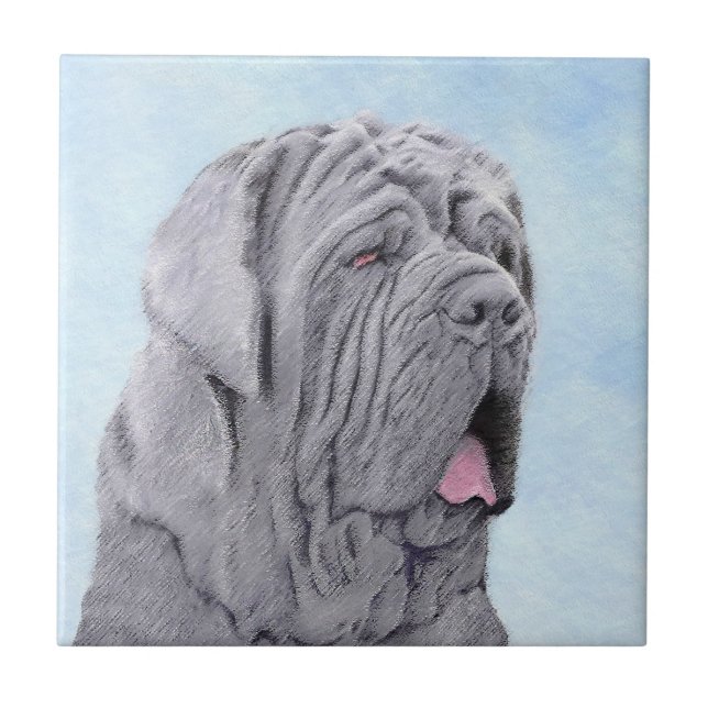 Carreau Peinture Mastiff Neopolitan - Art Chien original (Devant)