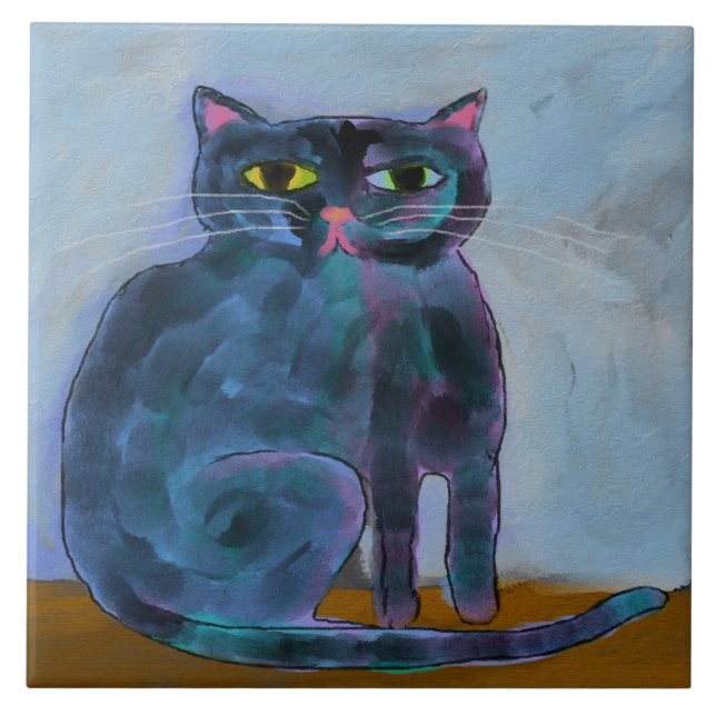 Carreau Peinture numérique Abstraite amusante pour chats (Devant)
