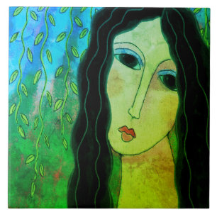 Carreau Peinture numérique Abstraite colorée d'une femme